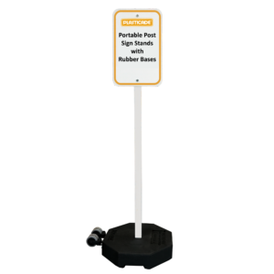 Portable sign post with rubber base
