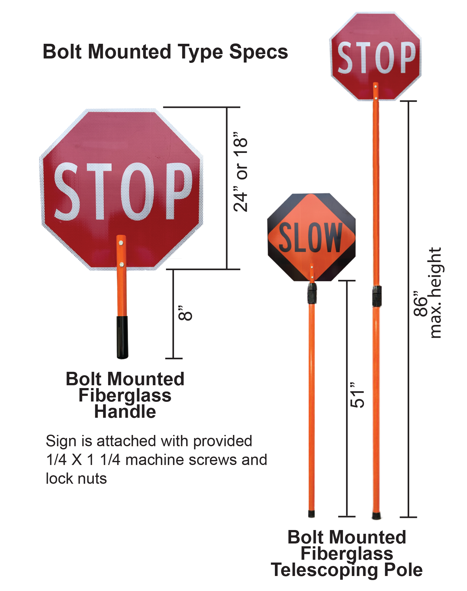 Specifications for Bolt Mounted Stop/Slow Paddle